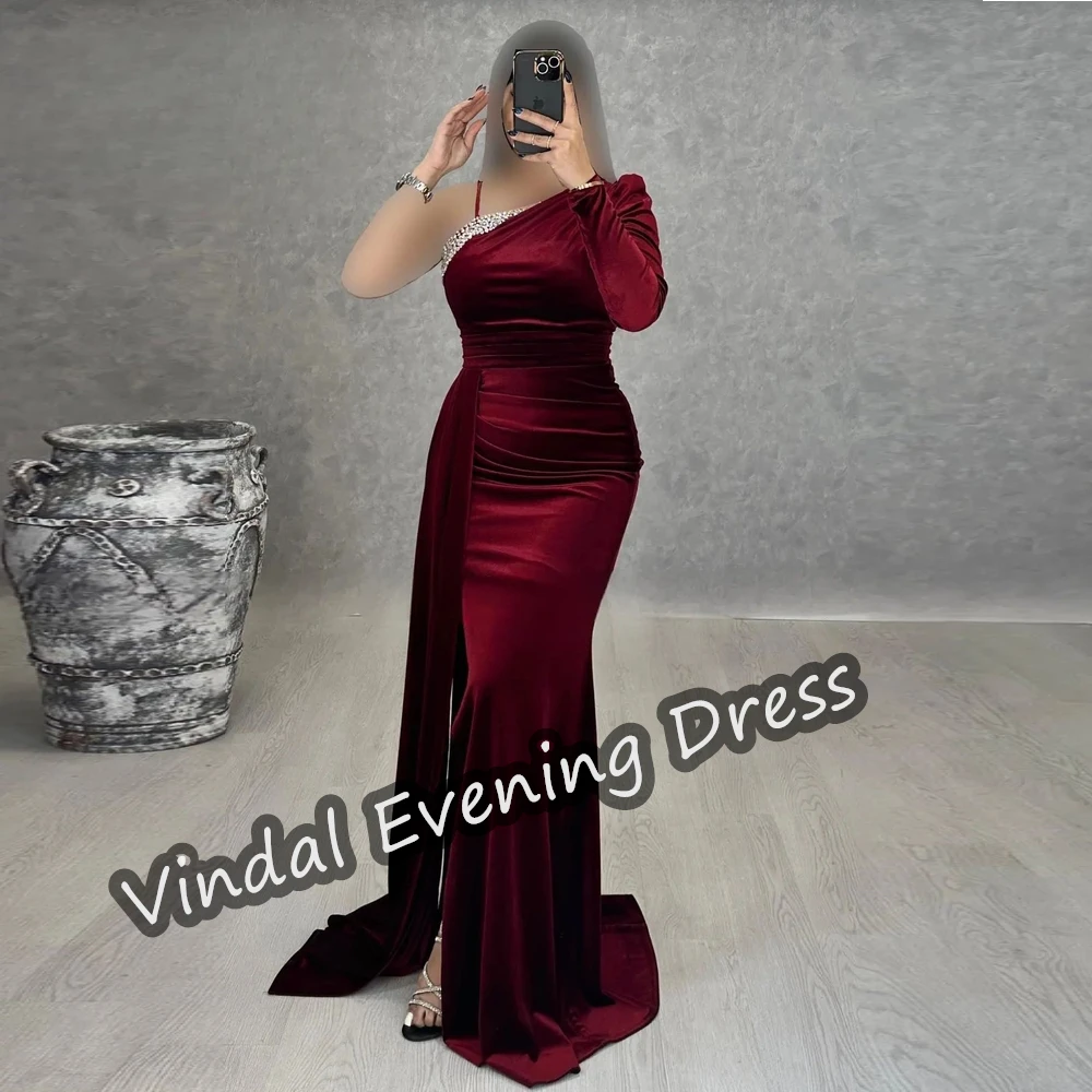 Vindal One Shoulder Evening Dress Floor Length Mermaid Elegant Built-in Bra Velour Saudi Arabia Long Sleeves For Woman 2024
Vindal One Shoulder Evening Dress Floor Length Mermaid Elegant Built-in Bra Velour Saudi Arabia Long Sleeves For Woman 2024