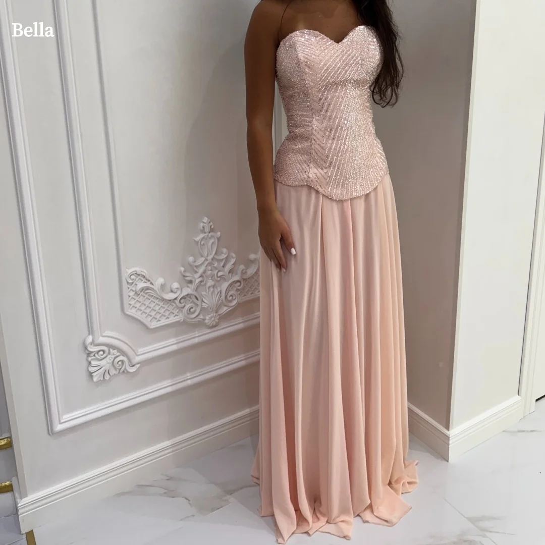 Bella Customized Blush Pink Strapless Beaded Chiffon Prom Dress Elegant Sweetheart Neck Floor Length Party Dresses Formal 2026
Bella Customized Blush Pink Strapless Beaded Chiffon Prom Dress Elegant Sweetheart Neck Floor Length Party Dresses Formal 2026