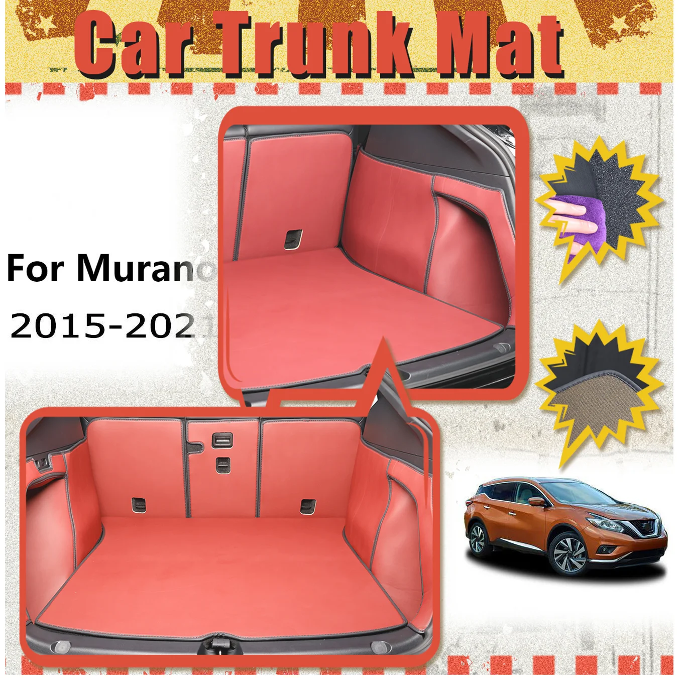 Для Nissan для Murano 2015-2021 автомобильный коврик в багажник с полным окружением, утолщенный трехслойный ПВХ, противоскользящий, износостойкий, водонепроницаемый 
Для Nissan для Murano 2015-2021 автомобильный коврик в багажник с полным окружением, утолщенный трехслойный ПВХ, противоскользящий, износостойкий, водонепроницаемый