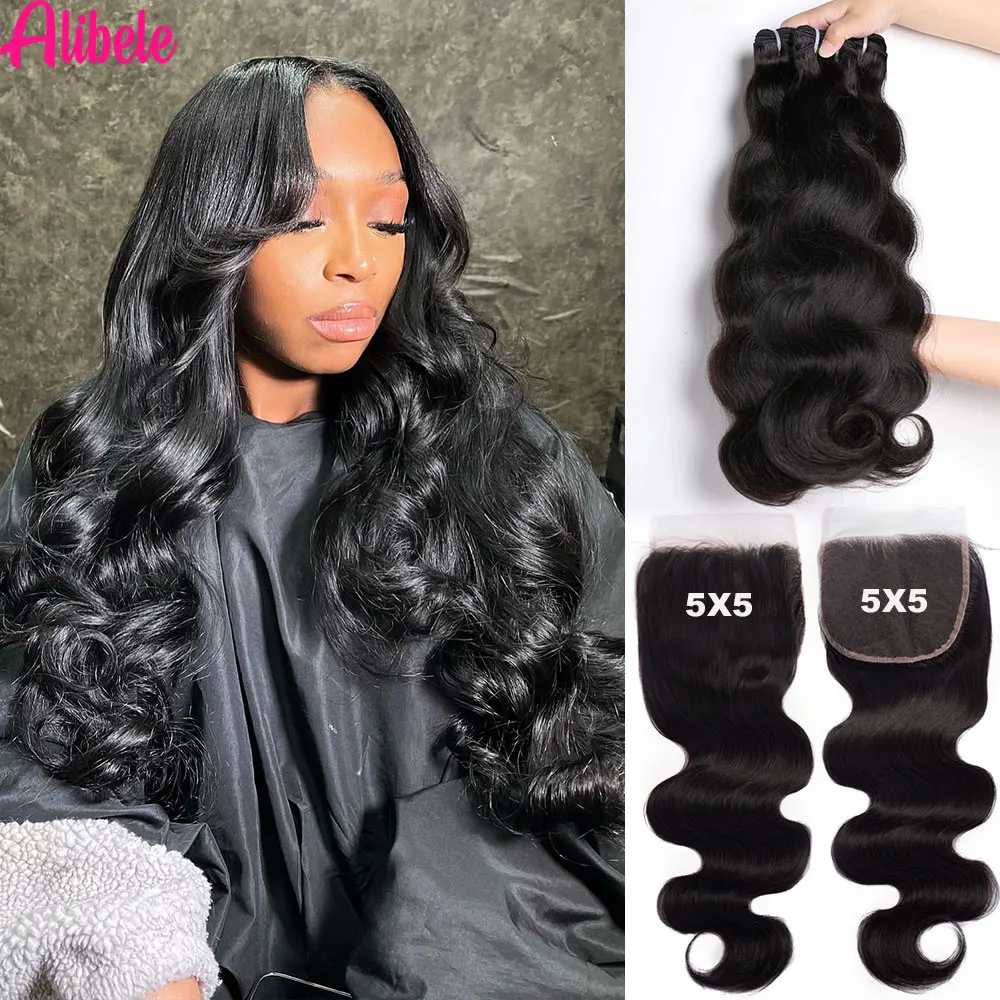 Alibele Hair 12AGrade Body Wave Bundles With 5x5 Lace Closure Malaysia Wet And Wavy Human Hair Bundles With Closure NaturalColor
Alibele Hair 12AGrade Body Wave Bundles With 5x5 Lace Closure Malaysia Wet And Wavy Human Hair Bundles With Closure NaturalColor