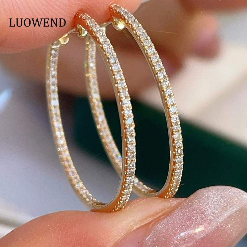 LUOWEND 100% 18K White/Yellow Gold Earrings Women 0.36carat Real Natural Diamond Hoop Earrings Fashion INS Style Fine Jewelry
LUOWEND 100% 18K White/Yellow Gold Earrings Women 0.36carat Real Natural Diamond Hoop Earrings Fashion INS Style Fine Jewelry