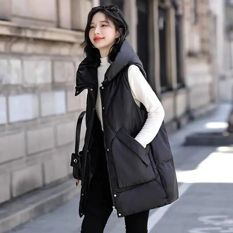 Autumn Winter New Large Size Loose Vest Jacket, Mid Long Down Cotton Waistcoat Women's Hooded Outerwear W1687
Autumn Winter New Large Size Loose Vest Jacket, Mid Long Down Cotton Waistcoat Women's Hooded Outerwear W1687