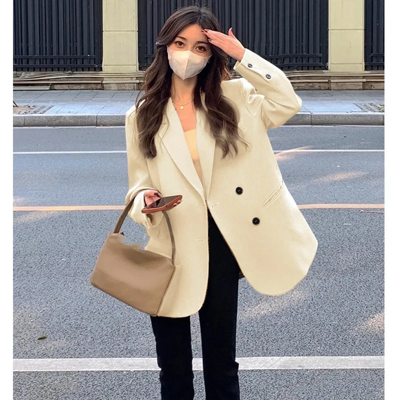 Casual Double-Breasted Long-Sve Simple Sle Women's Spring Autumn Korean Version Suit Jaet Street Sle Trendy Outerwear
Casual Double-Breasted Long-Sve Simple Sle Women's Spring Autumn Korean Version Suit Jaet Street Sle Trendy Outerwear