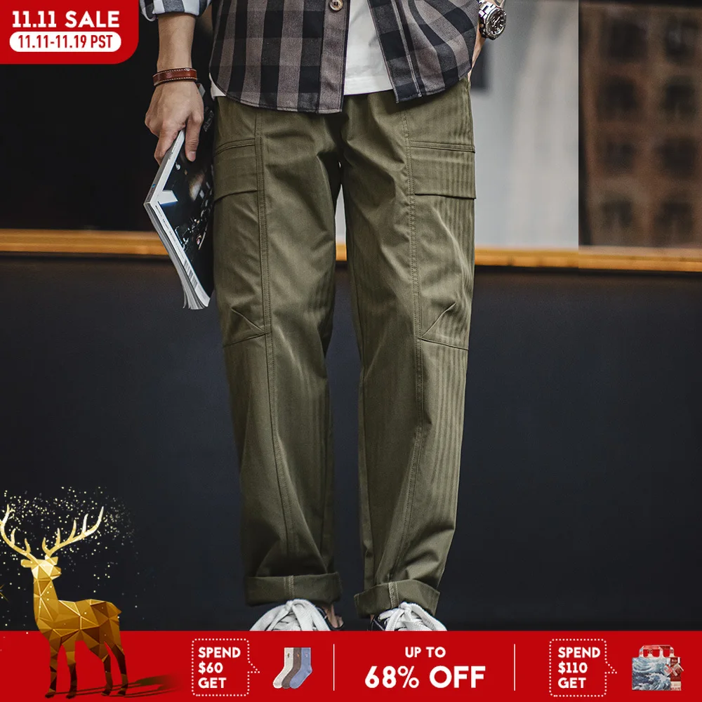 Maden новые повседневные брюки в стиле ретро с несколькими карманами в виде елочки, зеленые прямые брюки для мужчин, весенне-осенний модный стиль
Maden новые повседневные брюки в стиле ретро с несколькими карманами в виде елочки, зеленые прямые брюки для мужчин, весенне-осенний модный стиль