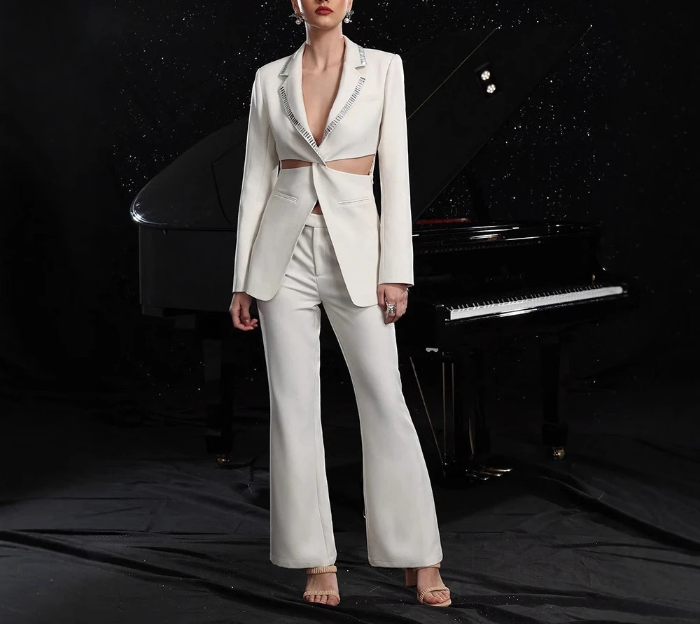 2-piece Set: High-end Fitted Pants Set Hollow Waist Suit Jacket with Mesh Stitching Pants, Hollow Cut Diamond Suit Jacket,
2-piece Set: High-end Fitted Pants Set Hollow Waist Suit Jacket with Mesh Stitching Pants, Hollow Cut Diamond Suit Jacket,