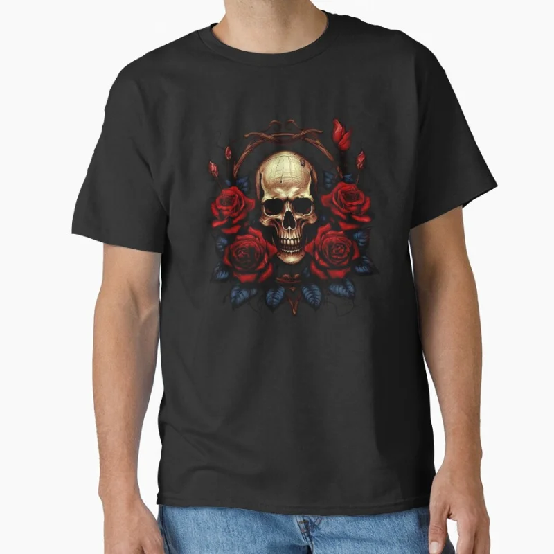 skull surrounded by roses Old school devil Goth style Horror skeleton Halloween gift T shirt for Day of the Dead large size Tops
skull surrounded by roses Old school devil Goth style Horror skeleton Halloween gift T shirt for Day of the Dead large size Tops