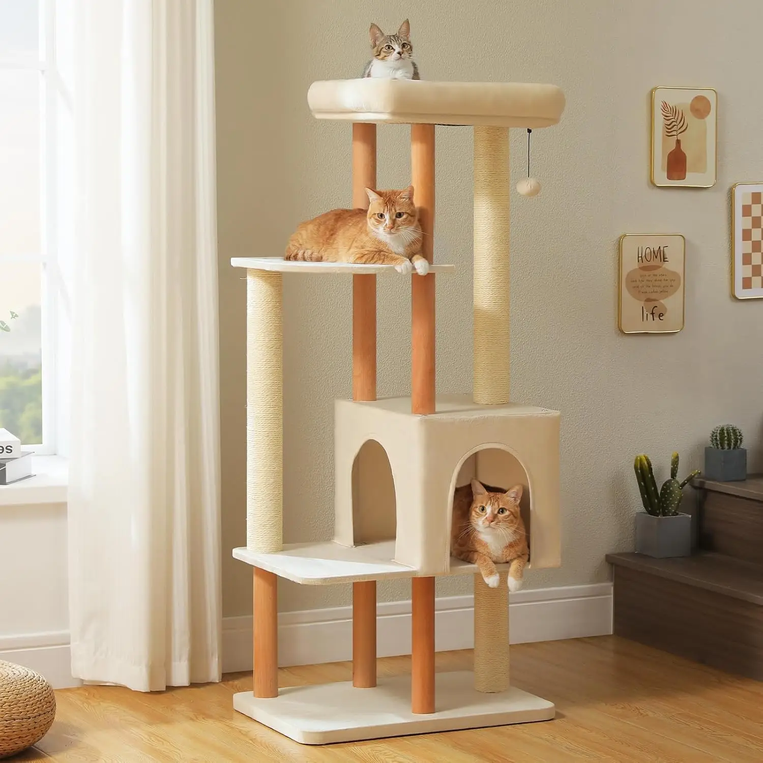 Large Cat Tree, 53 Inches Modern Wooden Cat Tower for Indoor Large Cats, Multi-Level Cat Condos with Long, Customized
Large Cat Tree, 53 Inches Modern Wooden Cat Tower for Indoor Large Cats, Multi-Level Cat Condos with Long, Customized