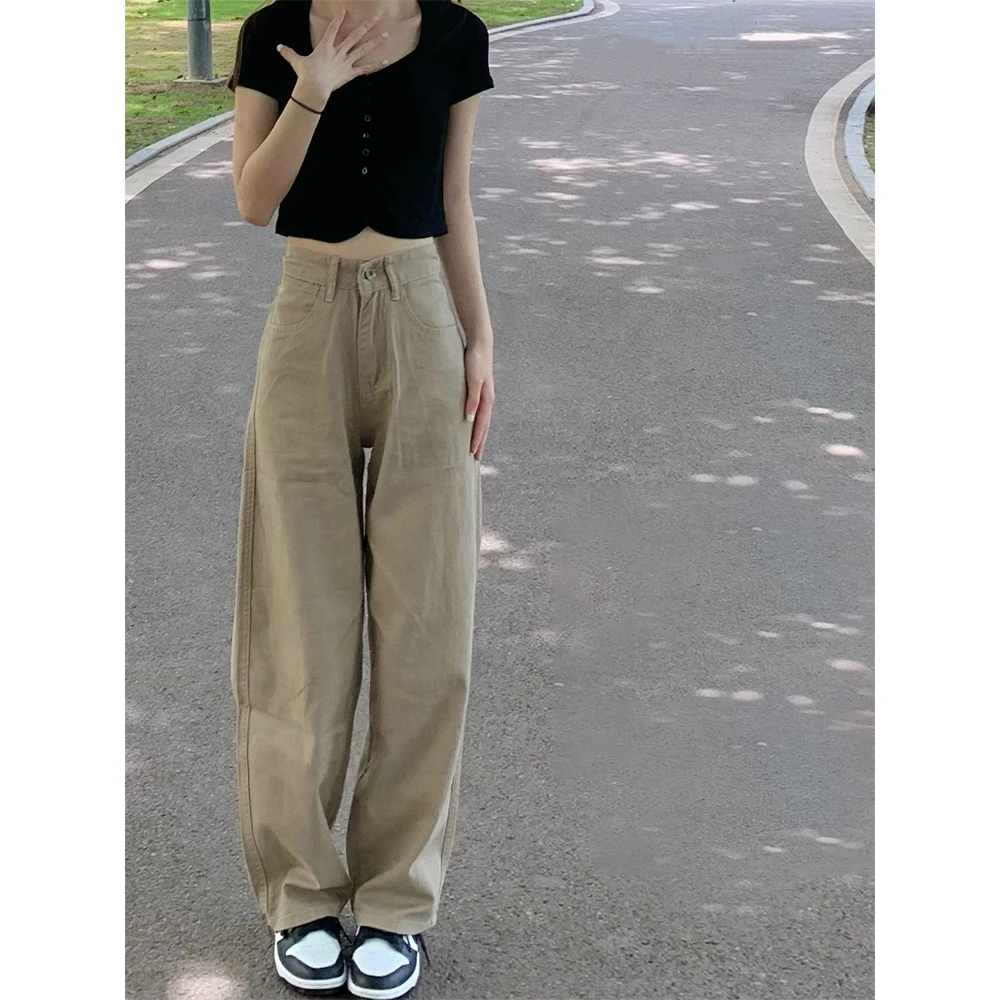 Khaki Straight Leg Denim Jeans Women's plus Size Streetwear Vintage American High Waist Wide Leg Pants Trendy Ins
Khaki Straight Leg Denim Jeans Women's plus Size Streetwear Vintage American High Waist Wide Leg Pants Trendy Ins