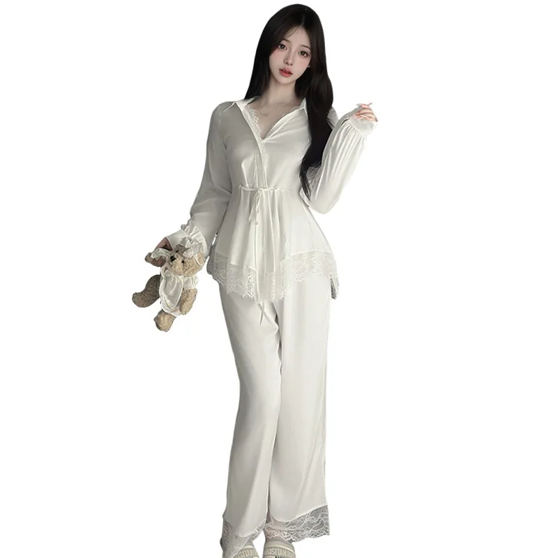 Sexy Nightdress For Women Autumn Pure Desire Style High-end Lace Long Sleeved Shirt Ladies Homewear V Neck Casual Sets 9JY4
Sexy Nightdress For Women Autumn Pure Desire Style High-end Lace Long Sleeved Shirt Ladies Homewear V Neck Casual Sets 9JY4