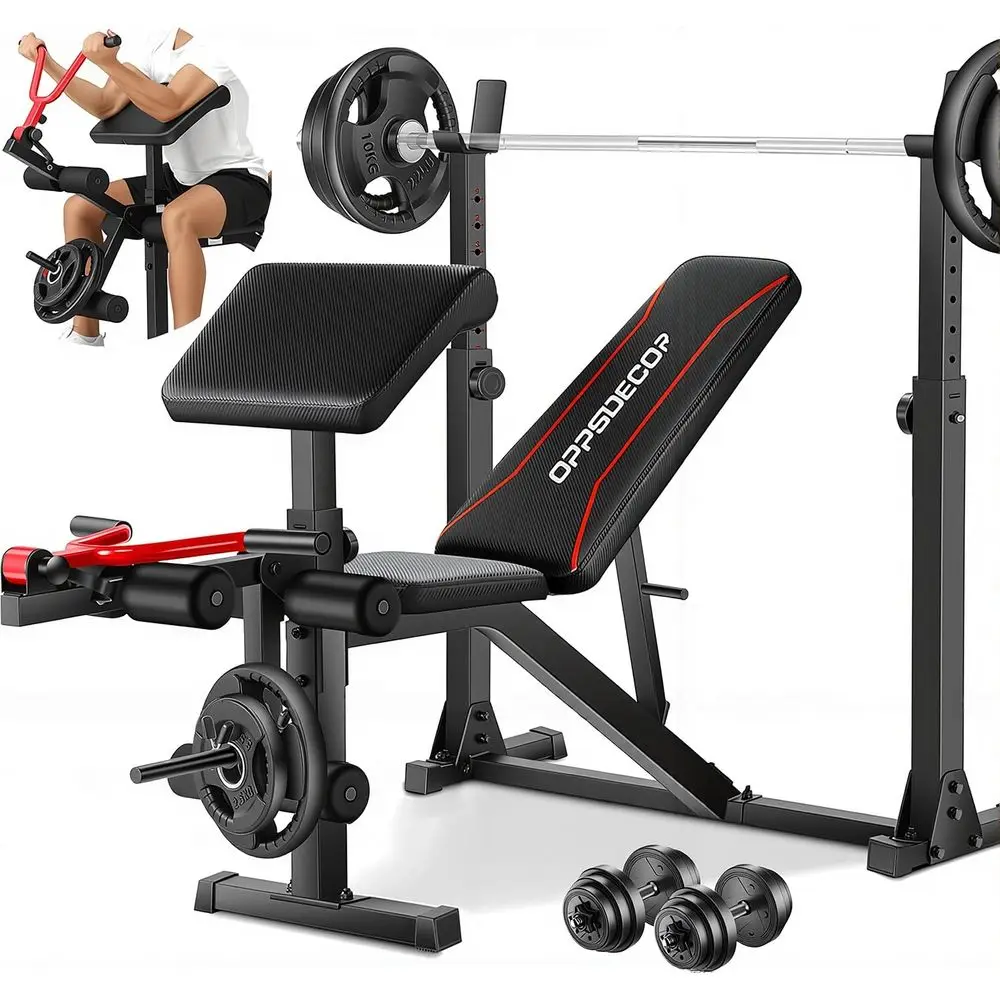 3.0 PRO Weight Bench Set with Leg Extension and Preacher Curl, ASTMCertified 900LBS Bench Press Set and Barbell Rack with Safet
3.0 PRO Weight Bench Set with Leg Extension and Preacher Curl, ASTMCertified 900LBS Bench Press Set and Barbell Rack with Safet