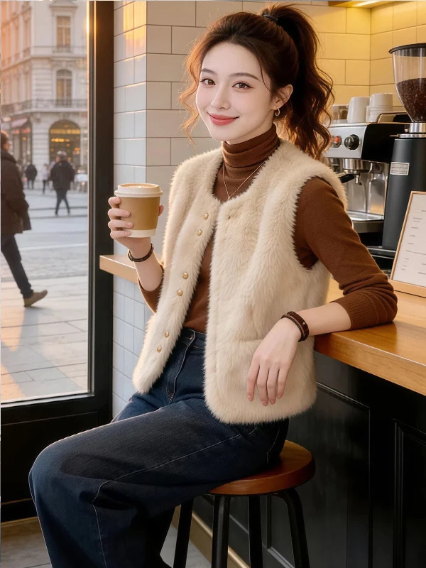 Korean Sle Faionable Plu Svel Vest Women's Autumn Winter New High-End Feeling Youthful Outerwear Top
Korean Sle Faionable Plu Svel Vest Women's Autumn Winter New High-End Feeling Youthful Outerwear Top