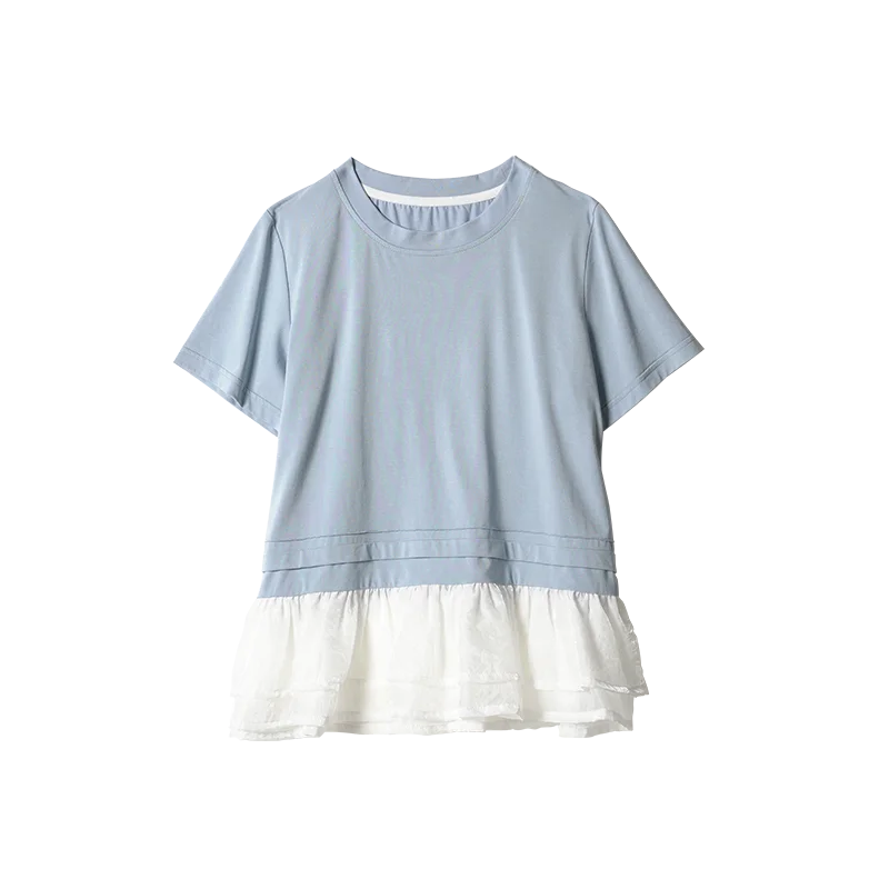 IMAKOKONI 2025 Summer Women's Light Blue Ruffle Hem Blouse Boho Casual Layered Top Short Sleeve Streetwear Daily Wear 255038
IMAKOKONI 2025 Summer Women's Light Blue Ruffle Hem Blouse Boho Casual Layered Top Short Sleeve Streetwear Daily Wear 255038