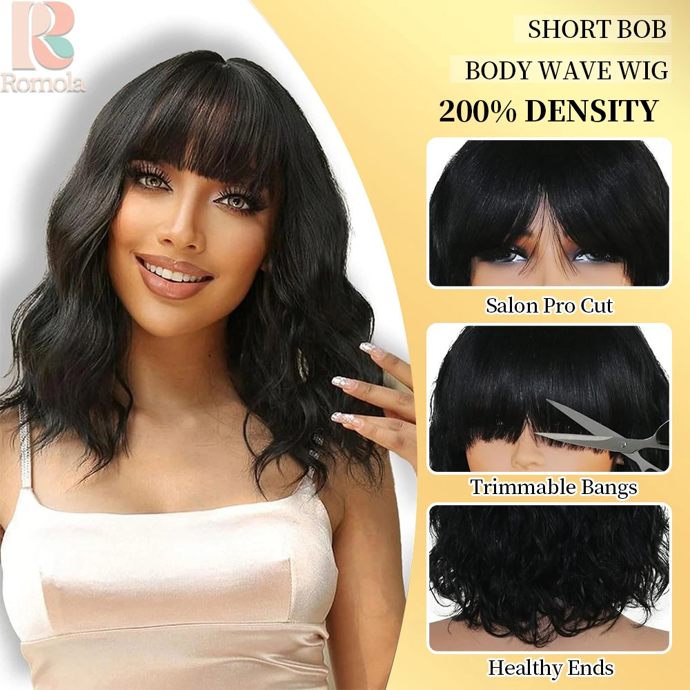 Romola Bob Wig Body Wave 1B Black Human Hair Wig Short Bob Natural Soft Smooth Full Density Pre Plucked Easy Wear
Romola Bob Wig Body Wave 1B Black Human Hair Wig Short Bob Natural Soft Smooth Full Density Pre Plucked Easy Wear