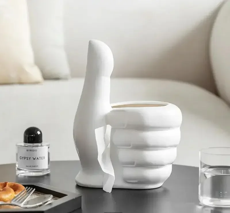Creative Thumb Gesture Ceramic Tissue Box Living Room Dining Table Tissue Box Modern Home Decoration Kitchen Napkin Storage Box
Creative Thumb Gesture Ceramic Tissue Box Living Room Dining Table Tissue Box Modern Home Decoration Kitchen Napkin Storage Box
