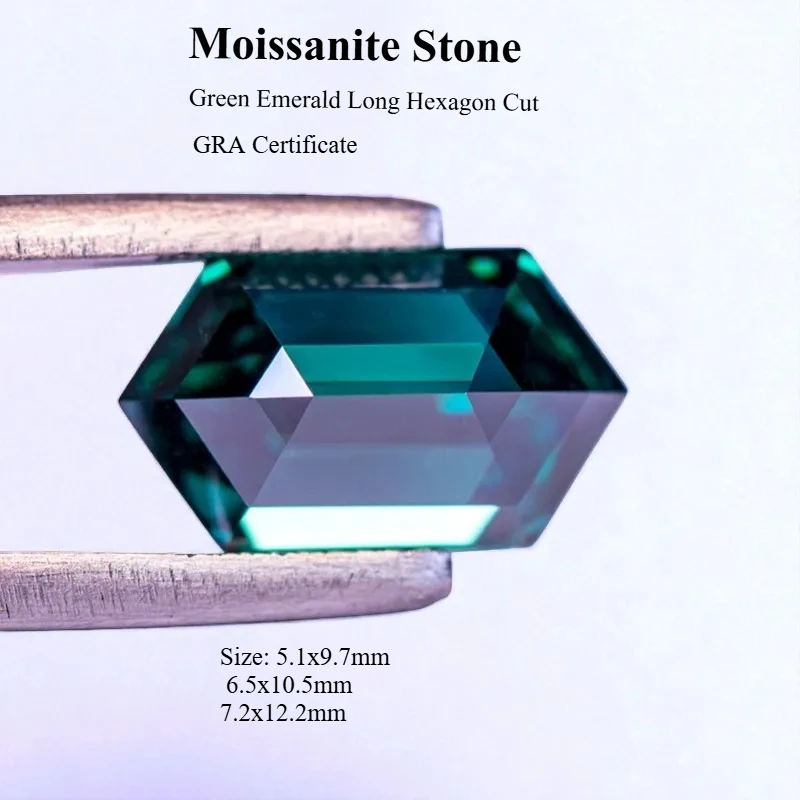 Green Emerald Color Wholesale Moissanite Stone Long Hexagon Cut Natural DIY Advanced Charms Jewelry Rings Earrings Making
Green Emerald Color Wholesale Moissanite Stone Long Hexagon Cut Natural DIY Advanced Charms Jewelry Rings Earrings Making