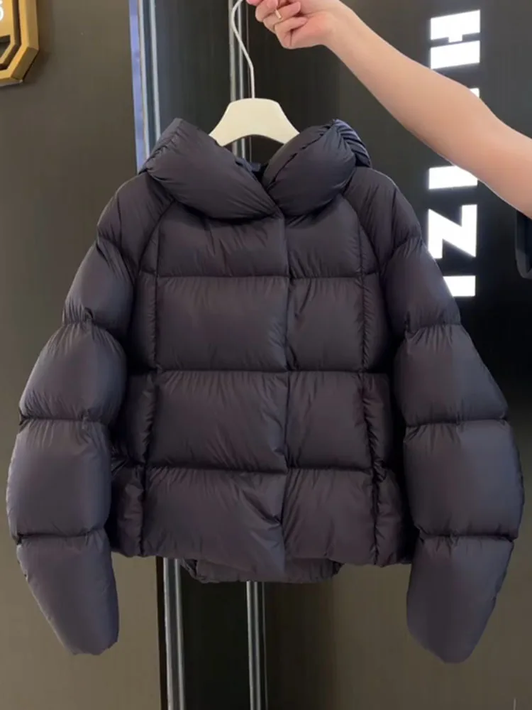 Bla Women's Puffer Jaet Hooded White Du down Loose Thiened Winter Coat Korean Sle Straight Cut Poly Fiber
Bla Women's Puffer Jaet Hooded White Du down Loose Thiened Winter Coat Korean Sle Straight Cut Poly Fiber