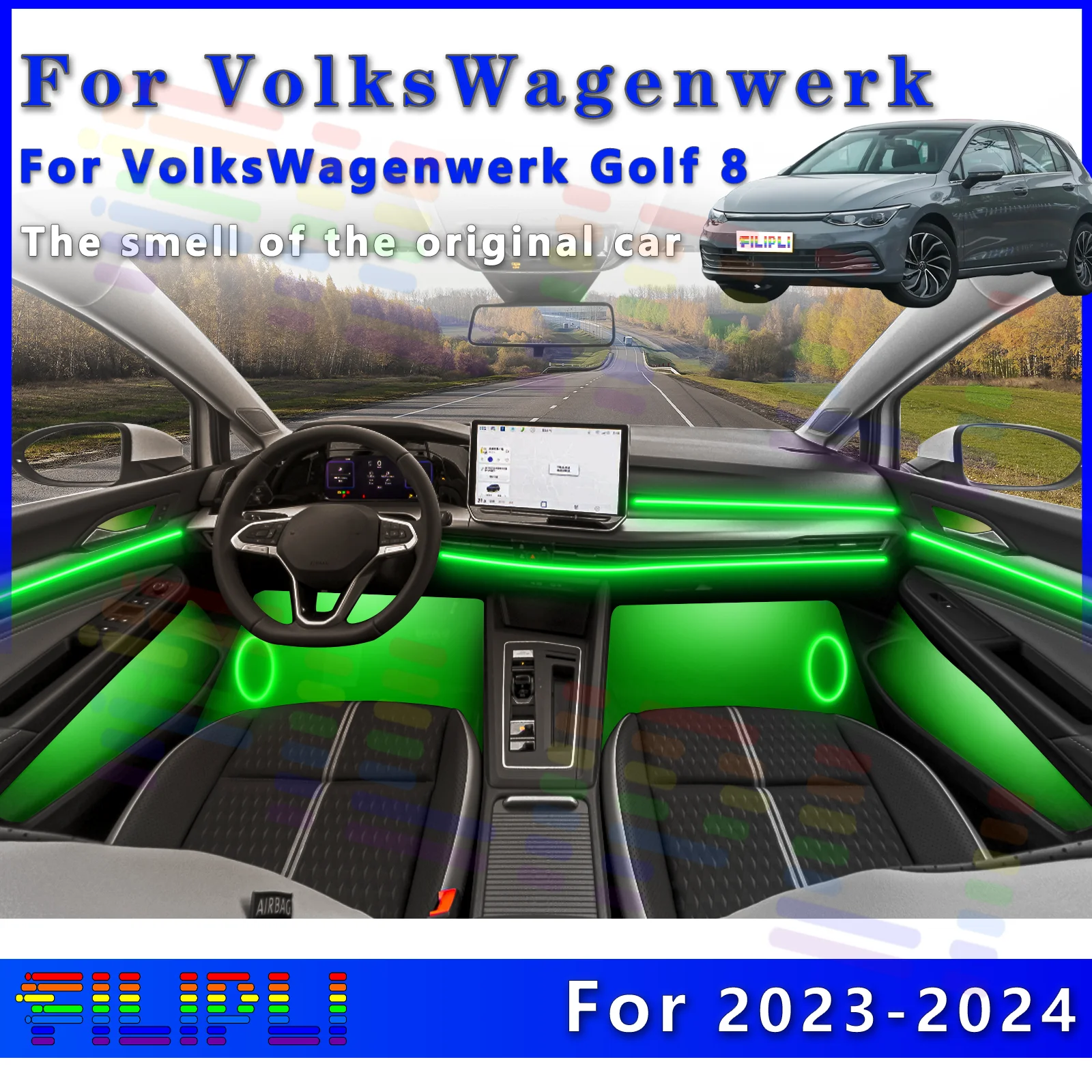 FILIPLI для VW Golf 8, внутренняя светодиодная лента со всеми 64-цветными плафонами, персонализированное предотвращение освещения для индивидуального вождения Experi
FILIPLI для VW Golf 8, внутренняя светодиодная лента со всеми 64-цветными плафонами, персонализированное предотвращение освещения для индивидуального вождения Experi