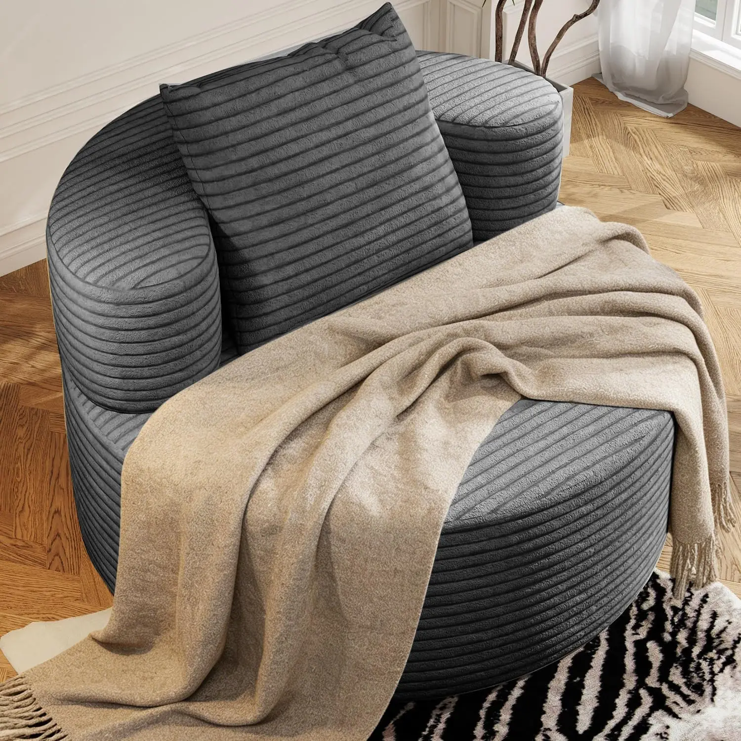 Oversized Corduroy Bean Bag Chair for Adults, Round Chaise Lounge for Gaming Reading Relax, 37.4", Customized
Oversized Corduroy Bean Bag Chair for Adults, Round Chaise Lounge for Gaming Reading Relax, 37.4", Customized