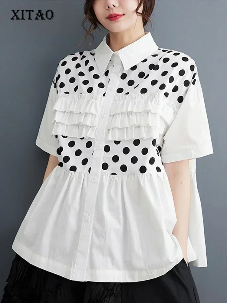 XITAO Single Breasted Women Shirt Korea Personality Fashion Loose Turn-down Collar Short Sleeve Shirt 2025 Summer New HQQ0188 
XITAO Single Breasted Women Shirt Korea Personality Fashion Loose Turn-down Collar Short Sleeve Shirt 2025 Summer New HQQ0188