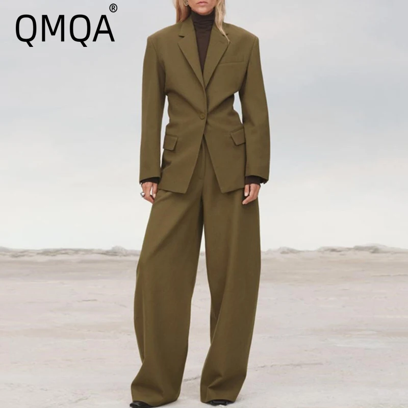 QMQA модный женский комплект из двух предметов с зубчатым воротником и длинными рукавами, пальто на пуговицах, брюки с высокой талией, модный женский комплект QM455
QMQA модный женский комплект из двух предметов с зубчатым воротником и длинными рукавами, пальто на пуговицах, брюки с высокой талией, модный женский комплект QM455
