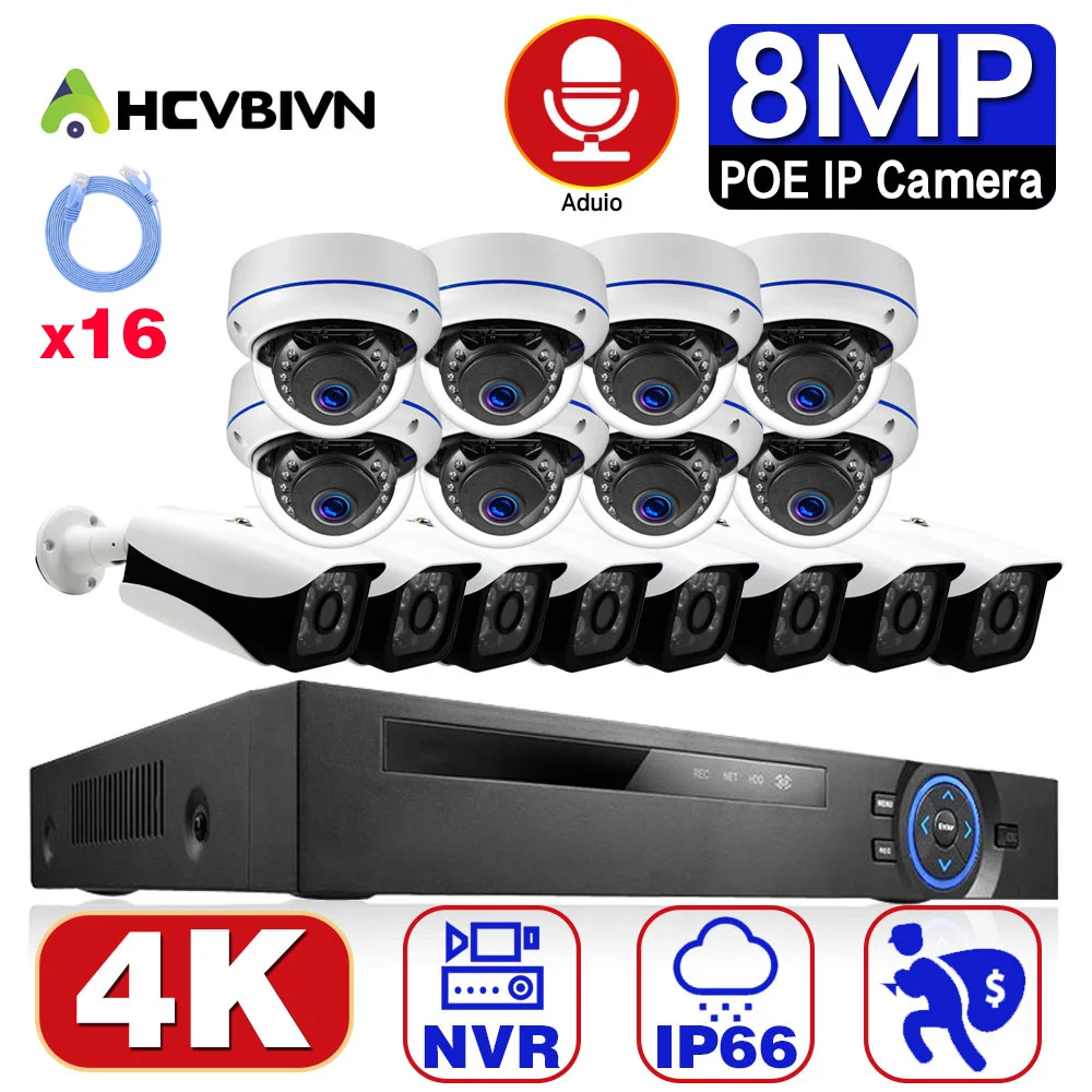POE Metal Camera System Set 4K 8CH Outdoor Waterproof 8MP 16CH POE NVR Kit Audio CCTV Security IP Camera Video Surveillance Kit
POE Metal Camera System Set 4K 8CH Outdoor Waterproof 8MP 16CH POE NVR Kit Audio CCTV Security IP Camera Video Surveillance Kit