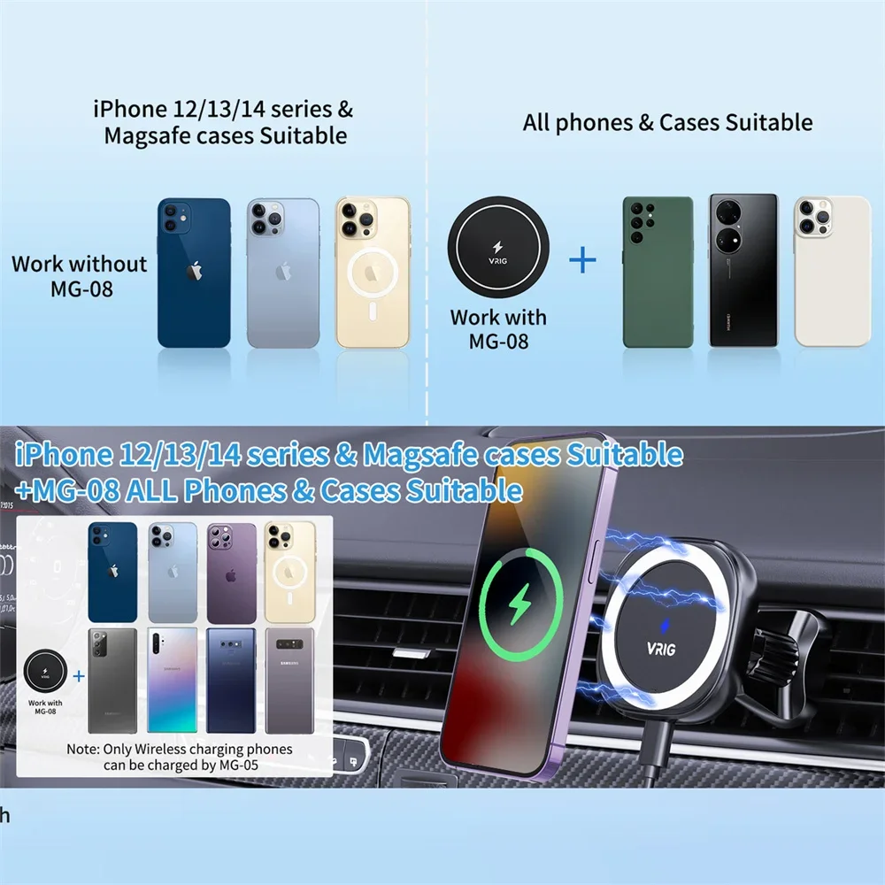 Магнитное автомобильное крепление Vrig 15N — регулируемый на 360° вентиляционный держатель с металлической пластиной для устройств Magsafe Iphones и Android
Магнитное автомобильное крепление Vrig 15N — регулируемый на 360° вентиляционный держатель с металлической пластиной для устройств Magsafe Iphones и Android