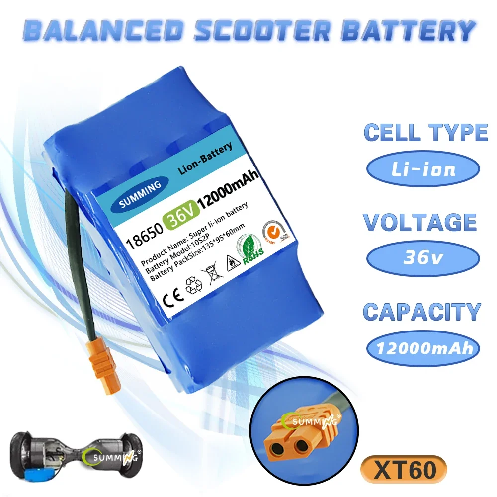 Origina 36V Battery Packs 12000mAh 12Ah Rechargeable Lithium Ion Battery for Electric Self Balancing Scooter HoverBoard Unicycle
Origina 36V Battery Packs 12000mAh 12Ah Rechargeable Lithium Ion Battery for Electric Self Balancing Scooter HoverBoard Unicycle
