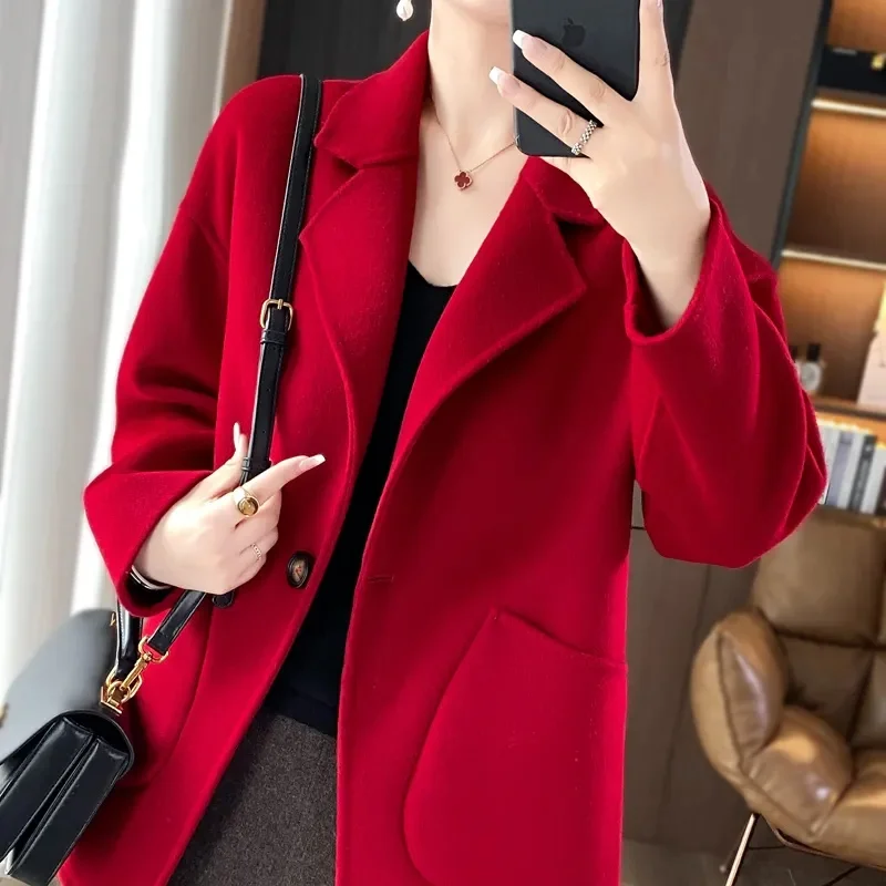 2024 New Double-Sided Wool Coat Women's Short High-End Casual Tweed Suit Jacket Blend Wool Coat Black Blazer Female Top
2024 New Double-Sided Wool Coat Women's Short High-End Casual Tweed Suit Jacket Blend Wool Coat Black Blazer Female Top