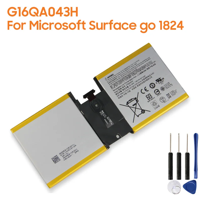 Сменный аккумулятор G16QA043H для Microsoft Surface Go 1824, аккумуляторная батарея 3411 мАч
Сменный аккумулятор G16QA043H для Microsoft Surface Go 1824, аккумуляторная батарея 3411 мАч