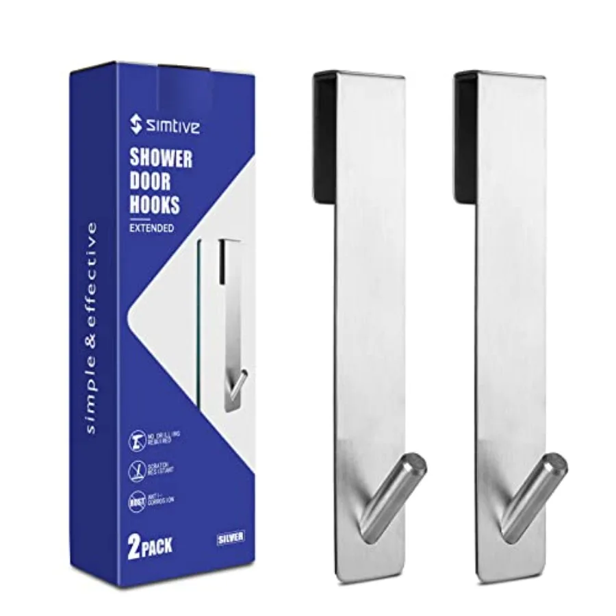 Extended 7-Inch Over Door Hooks for Bathroom Frameless Glass Shower Door, Towel Hooks, 2-Pack
Extended 7-Inch Over Door Hooks for Bathroom Frameless Glass Shower Door, Towel Hooks, 2-Pack