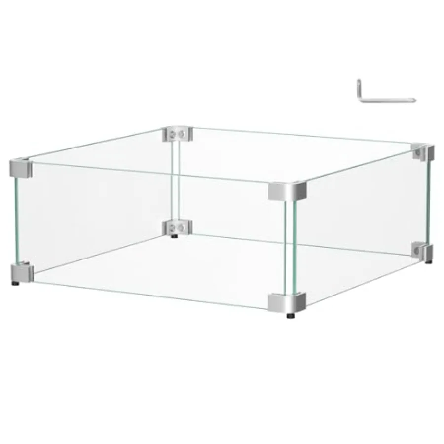 Glass Wind Guard for Propane Gas Fire Pit Table, Square Thick Tempered Glass Shield, Firepit Glass Barrier with Aluminum Corner
Glass Wind Guard for Propane Gas Fire Pit Table, Square Thick Tempered Glass Shield, Firepit Glass Barrier with Aluminum Corner