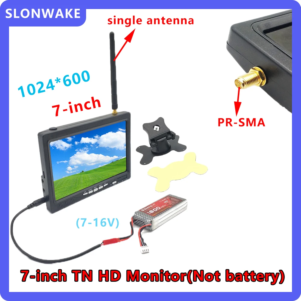 SLONWAKE FPV 5.8G 7-inch hd monitor 1024*600 Auto Search single antenna 7-16V For RC Multicopter FPV Drone Part
SLONWAKE FPV 5.8G 7-inch hd monitor 1024*600 Auto Search single antenna 7-16V For RC Multicopter FPV Drone Part