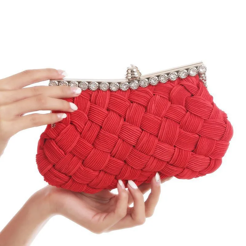 Bright Bling Soft Interwoven Design Women's Evening Bag,Lock Clasp Diamonds Jewelry Clutch Handbag Tote Bag,Chain Shoulder Bag
Bright Bling Soft Interwoven Design Women's Evening Bag,Lock Clasp Diamonds Jewelry Clutch Handbag Tote Bag,Chain Shoulder Bag