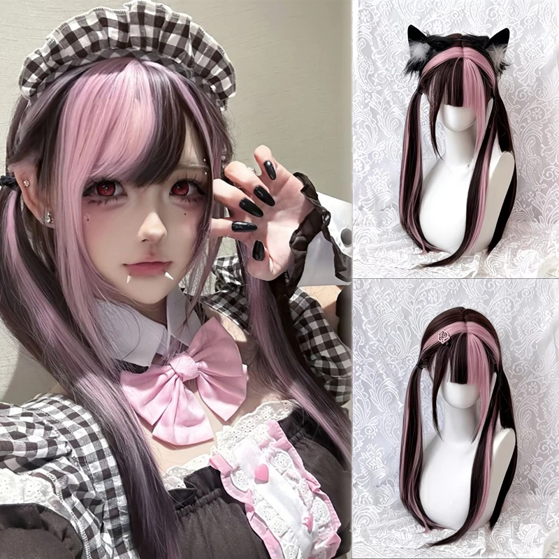 26 inch Women's Wig Powder Color Blocked Double Ponytail Straight Bangs Synthetic full Head Wig, Suitable for Role-Playing
26 inch Women's Wig Powder Color Blocked Double Ponytail Straight Bangs Synthetic full Head Wig, Suitable for Role-Playing
