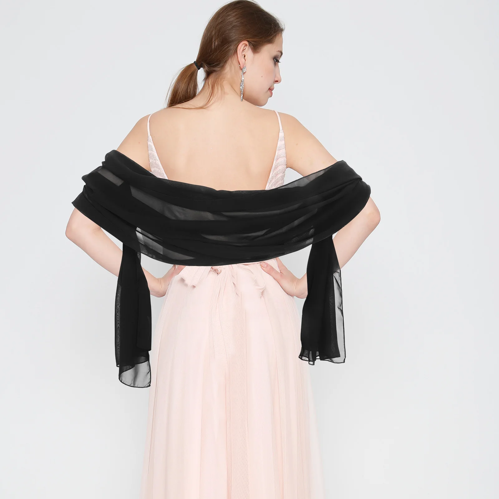 Elegant Lightweight Chiffon Scarf Shawl Black Soft Wrap for Women Bridesmaid Bridal Wedding Formal Evening Accessory Stole
Elegant Lightweight Chiffon Scarf Shawl Black Soft Wrap for Women Bridesmaid Bridal Wedding Formal Evening Accessory Stole