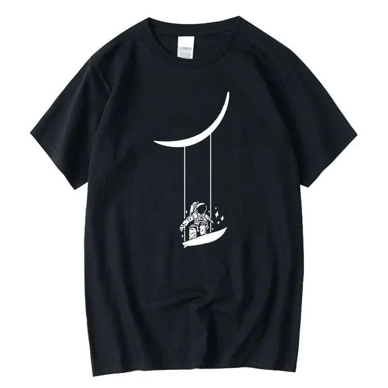 Funny astronaut swinging on the moon Fashion print short sleeve, men's summer casual loose breathable cotton T-shirt
Funny astronaut swinging on the moon Fashion print short sleeve, men's summer casual loose breathable cotton T-shirt