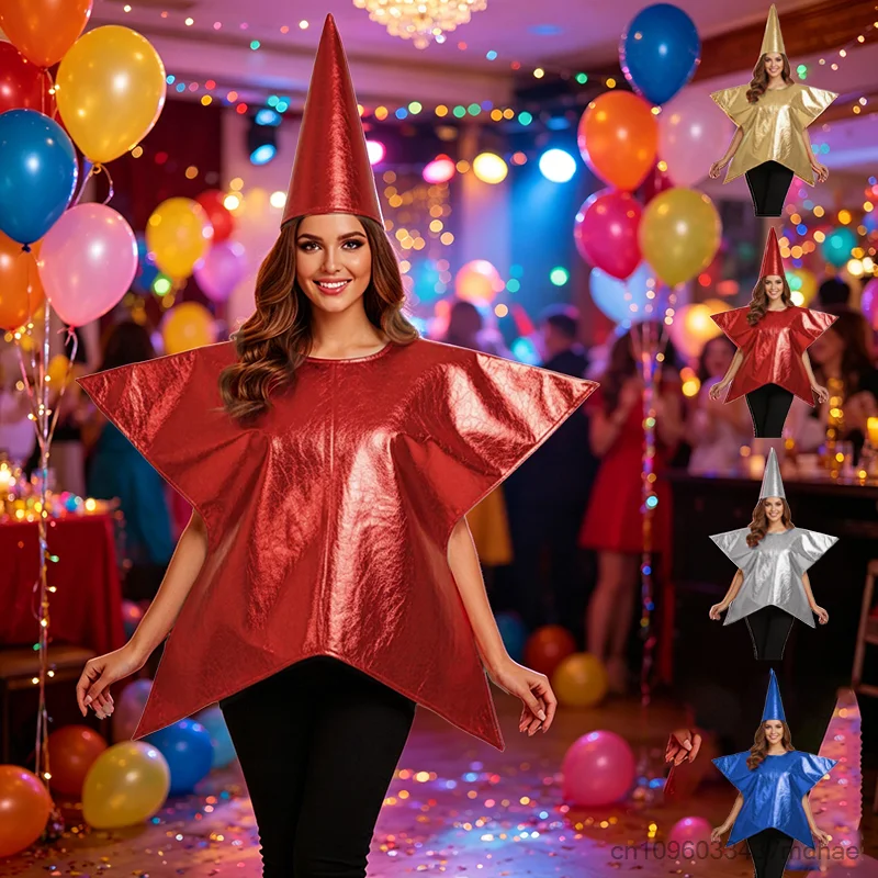 Unisex Star Costume with Pointed Hat Adult Five-pointed Star Outfit for Theme Party Fancy Dress Stage Performance Cosplay Suits
Unisex Star Costume with Pointed Hat Adult Five-pointed Star Outfit for Theme Party Fancy Dress Stage Performance Cosplay Suits