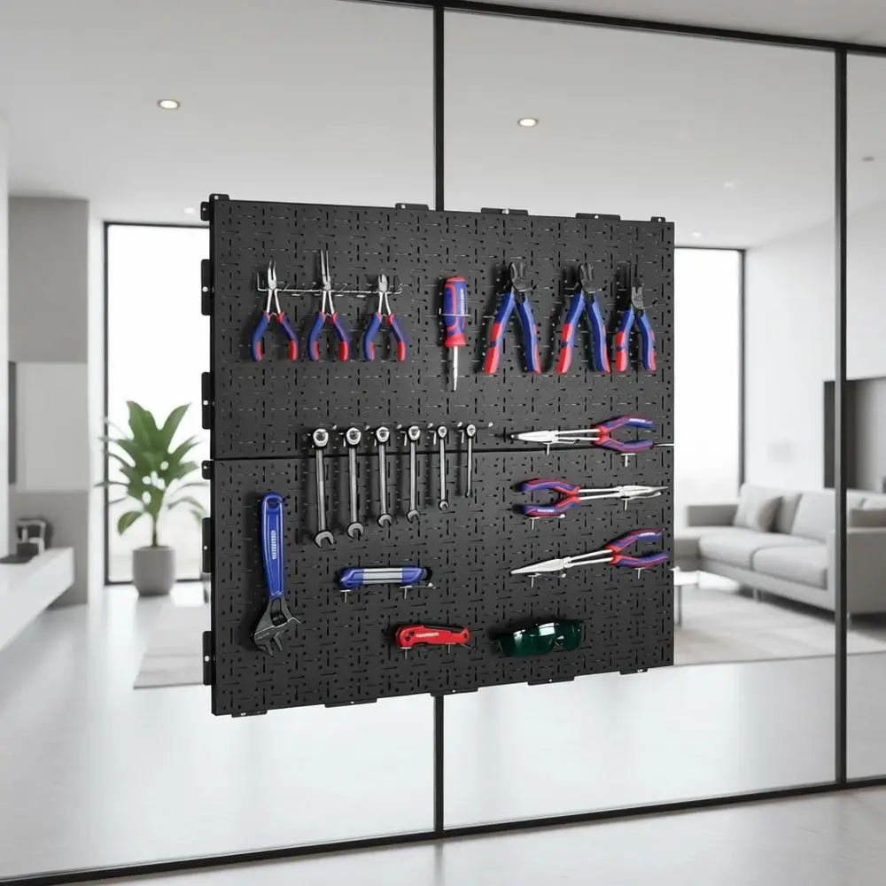 16x32 Heavy-Duty Black Steel Pegboard with Round Holes and Veal Slots, 2-Pack for Garage and Workshop Organization
16x32 Heavy-Duty Black Steel Pegboard with Round Holes and Veal Slots, 2-Pack for Garage and Workshop Organization