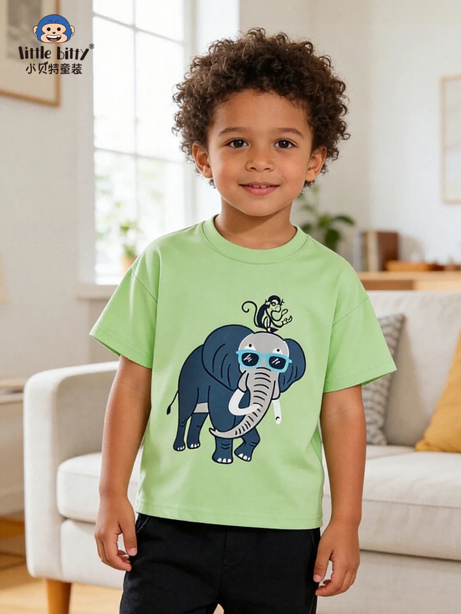 Baby T-shirt Summer Cartoon Elephant Print round Neck Short-Sleeve Shirt Casual Fashion for 3-8 Year Old Boys
Baby T-shirt Summer Cartoon Elephant Print round Neck Short-Sleeve Shirt Casual Fashion for 3-8 Year Old Boys