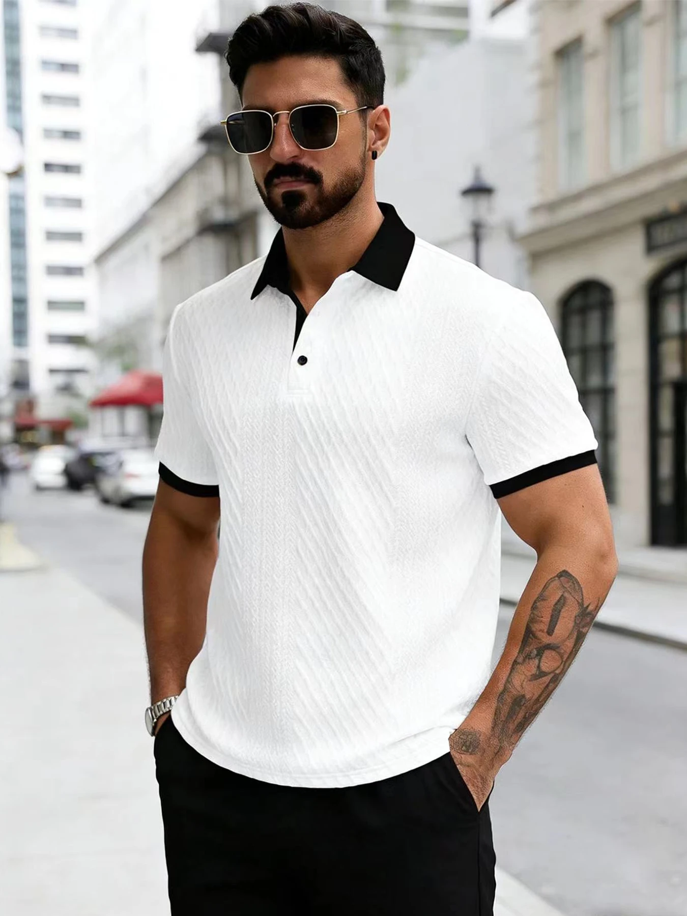 Men's Casual Polo Shirt — Knitted with Slight Stretch | Italian-Inspired Openwork Print Design | Simple Solid Color | Soft & Com
Men's Casual Polo Shirt — Knitted with Slight Stretch | Italian-Inspired Openwork Print Design | Simple Solid Color | Soft & Com