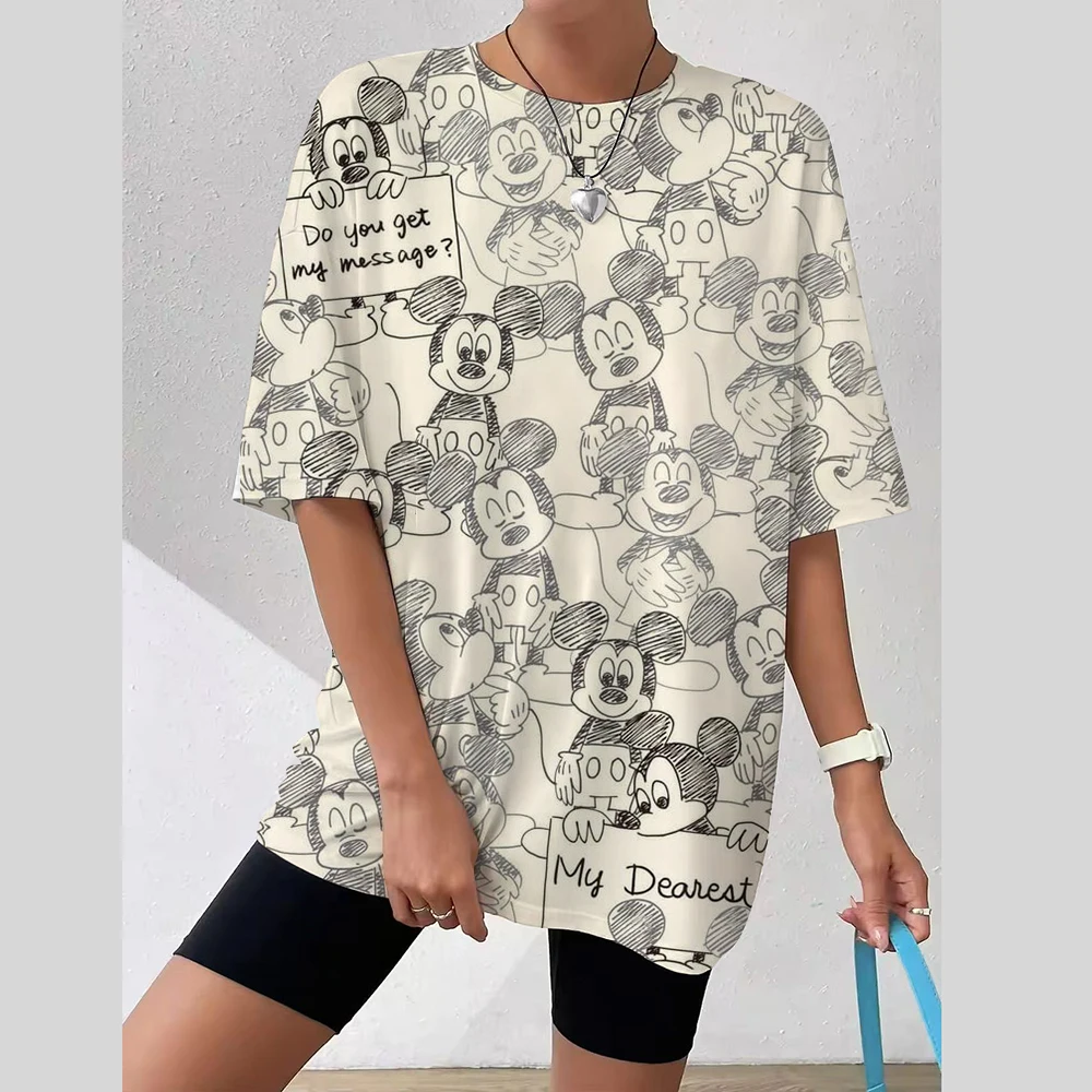 T-shirt Disney Mickey Mouse Minnie Mouse V-neck women's Top Summer women's Casual Fashion Loose And Versatile Short Sleeves
T-shirt Disney Mickey Mouse Minnie Mouse V-neck women's Top Summer women's Casual Fashion Loose And Versatile Short Sleeves 