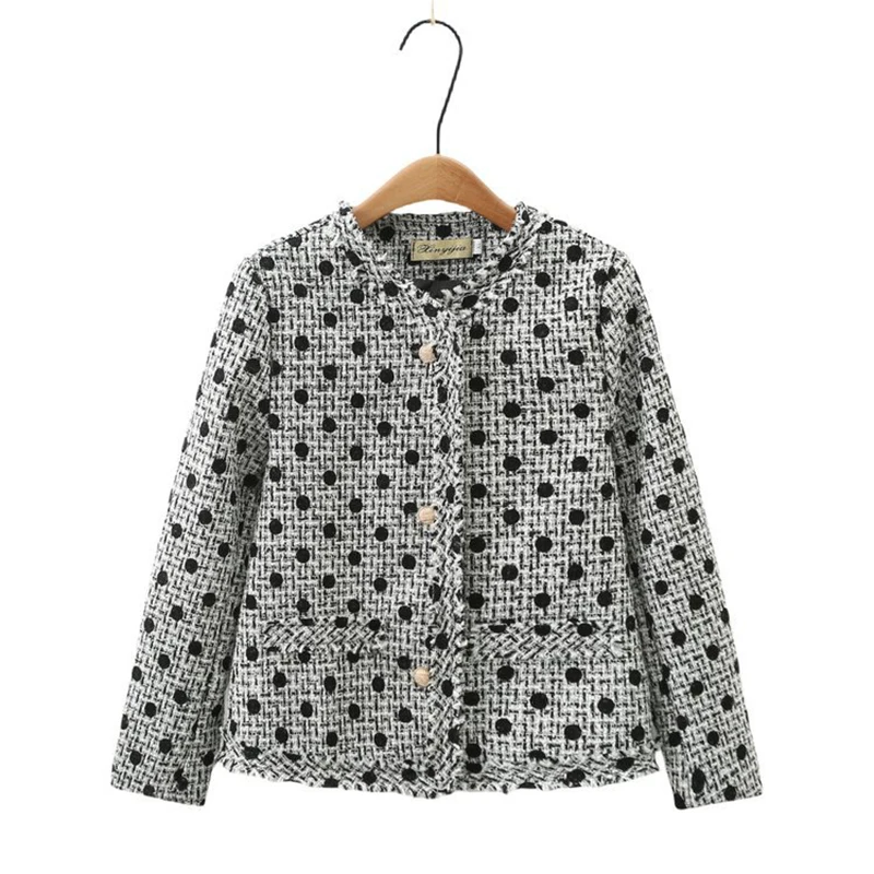 Твидовый пиджак в горошек для женщин, весенне-осенние однобортные модные куртки, корейское повседневное модное свободное пальто для поездок на работу
Твидовый пиджак в горошек для женщин, весенне-осенние однобортные модные куртки, корейское повседневное модное свободное пальто для поездок на работу