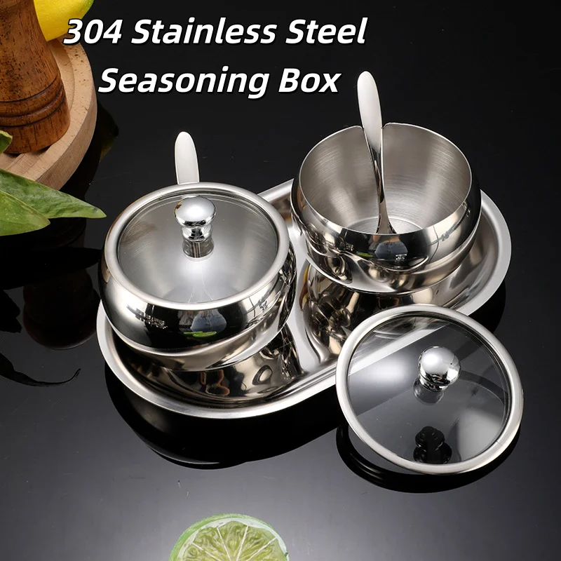 Коробка для приправ из нержавеющей стали 304 с ложкой и поддоном, подходит для специй, соли, сахара и других приправ, кухонные принадлежности для приправления блюд.
Коробка для приправ из нержавеющей стали 304 с ложкой и поддоном, подходит для специй, соли, сахара и других приправ, кухонные принадлежности для приправления блюд.