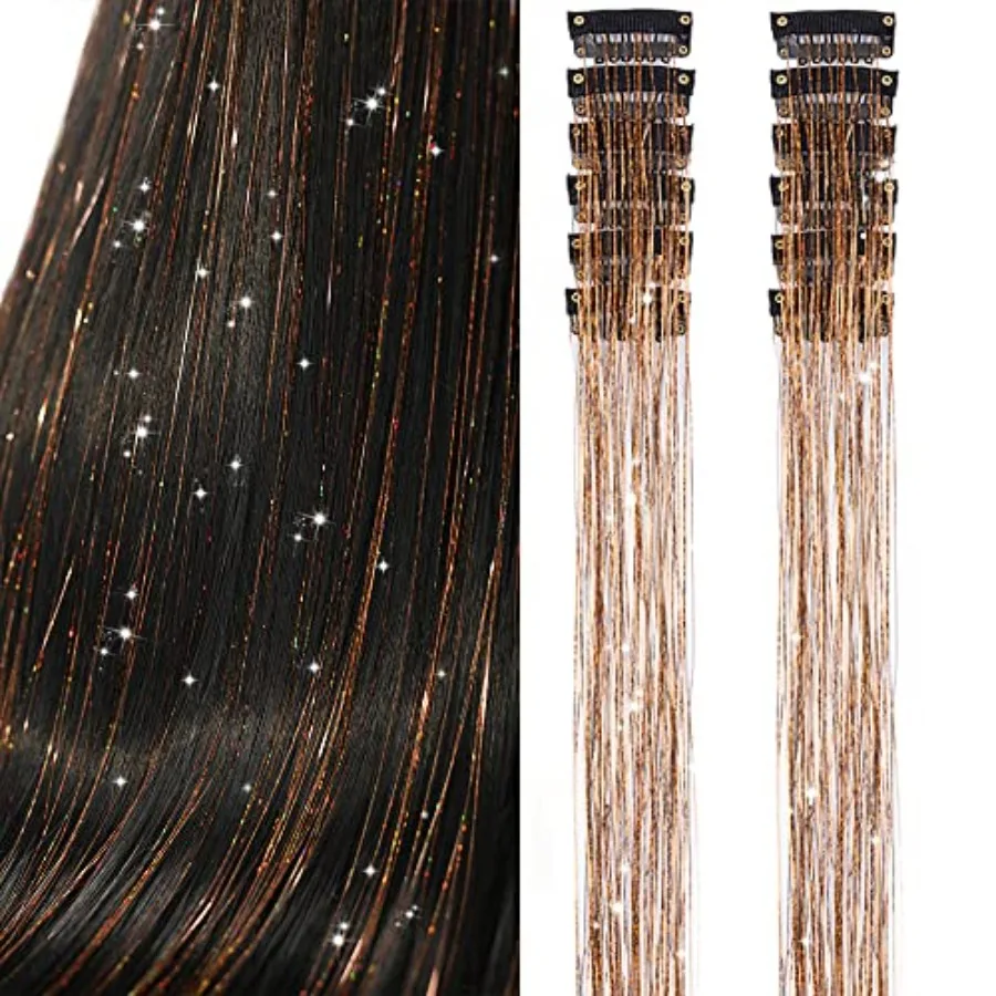 Clip in Hair Tinsel, Pack of 12Pcs, 20 Inch Glitter Tinsel Hair Extensions, Festival Tinsel Fairy Hair Extension Party Dazzle H
Clip in Hair Tinsel, Pack of 12Pcs, 20 Inch Glitter Tinsel Hair Extensions, Festival Tinsel Fairy Hair Extension Party Dazzle H