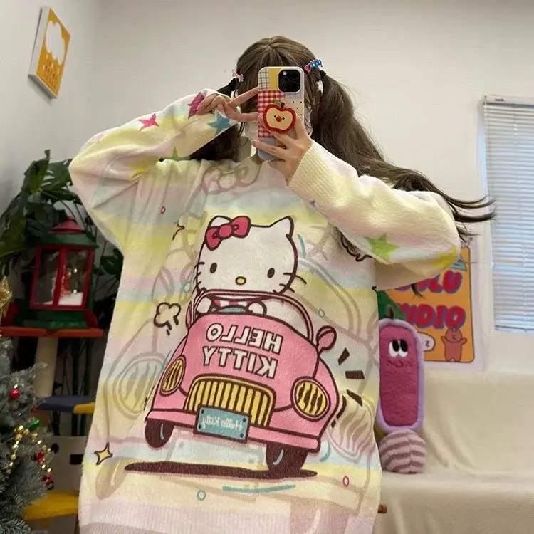 Sanrio Hello Kitty Y2k, трендовый свитер для игривой девушки, милый повседневный пуловер в стиле Харадзюку с принтом, осень-зима, новый универсальный вязаный топ
Sanrio Hello Kitty Y2k, трендовый свитер для игривой девушки, милый повседневный пуловер в стиле Харадзюку с принтом, осень-зима, новый универсальный вязаный топ