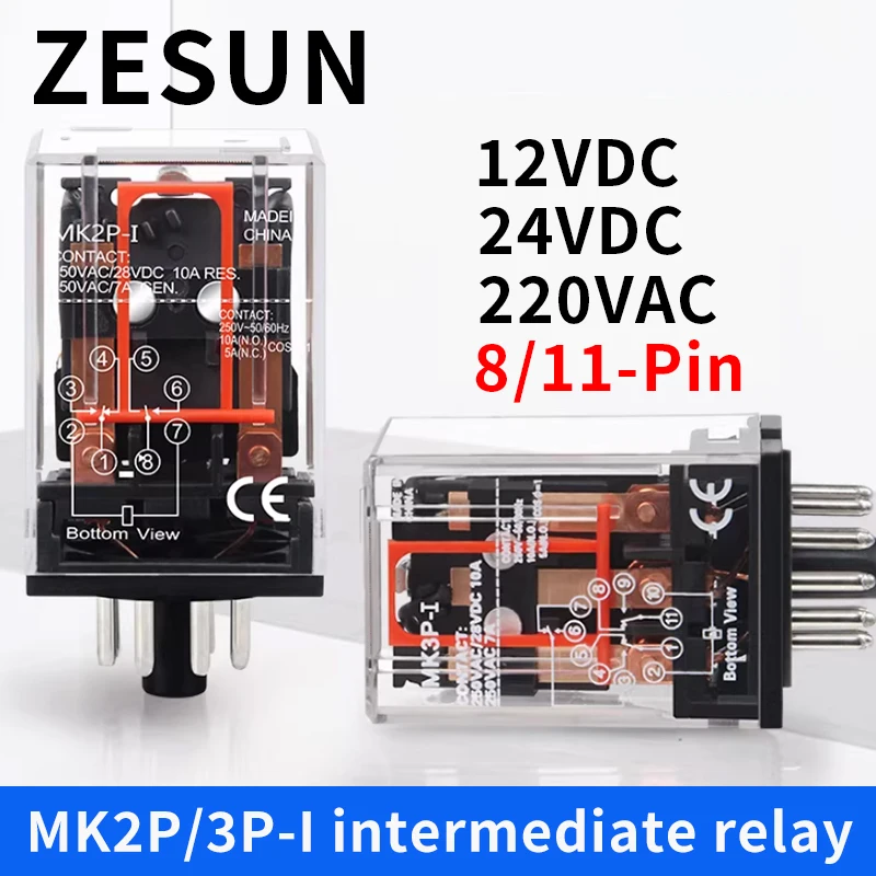 1pcs Small Intermediate Relay MK2P MK3P 8Pin 11Pin DC12V 24V AC220V Small Electromagnetic Relay
1pcs Small Intermediate Relay MK2P MK3P 8Pin 11Pin DC12V 24V AC220V Small Electromagnetic Relay