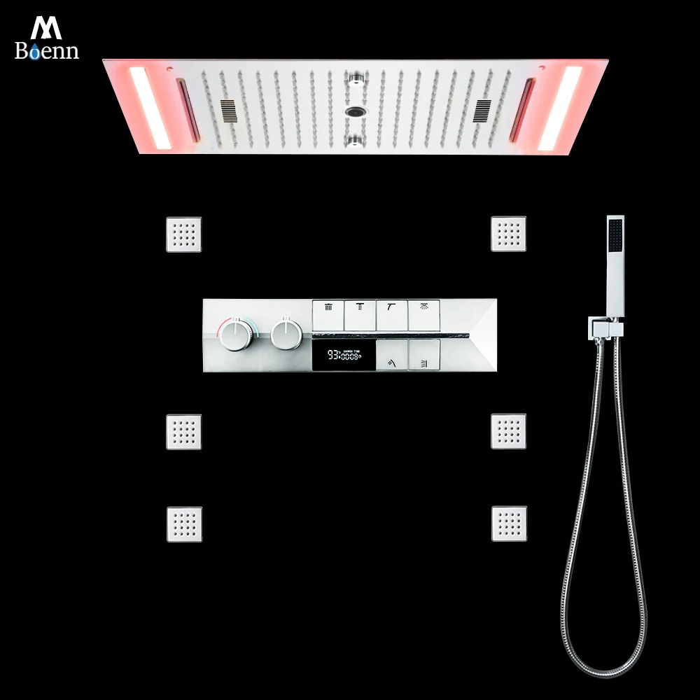 M Boenn хромированная насадка для душа с дождевой насадкой, набор душевой системы для пары, умный дисплей температуры, термостатический смеситель, смеситель для ванной комнаты, латунь
M Boenn хромированная насадка для душа с дождевой насадкой, набор душевой системы для пары, умный дисплей температуры, термостатический смеситель, смеситель для ванной комнаты, латунь