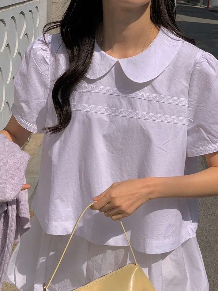 Chic Short Sleeve Lace Collar Shirt Korean Style Sweet Youthful Doll Collar Elegant Bishounen Girl Sensation Fashionable Top
Chic Short Sleeve Lace Collar Shirt Korean Style Sweet Youthful Doll Collar Elegant Bishounen Girl Sensation Fashionable Top