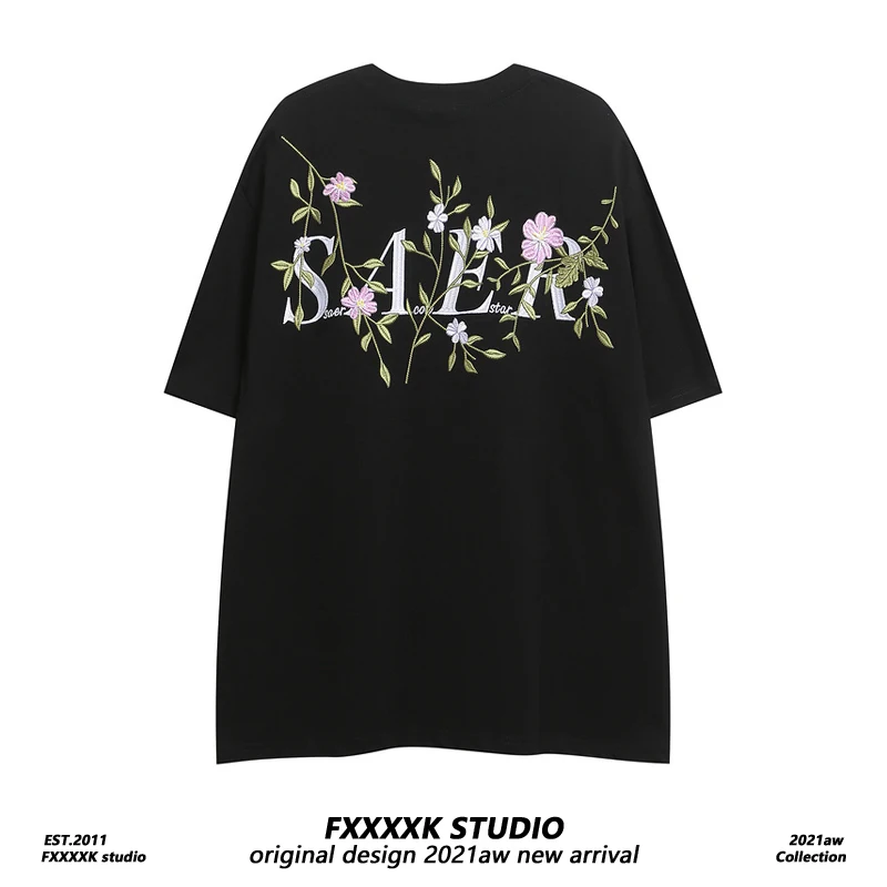 FXK Original American High Street Pure Cotton Floral Embroidery T-irt ex Heavyweight Loose Casual Lazy College Sle Ha...
FXK Original American High Street Pure Cotton Floral Embroidery T-irt ex Heavyweight Loose Casual Lazy College Sle Ha...