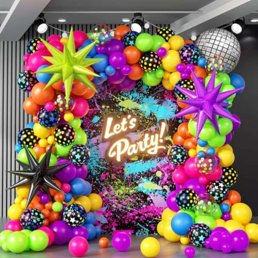 147pcs Neon Balloon Arch Kit, Neon Party Decorations with Yellow Hot Pink Lime Green Orange Blue Neon Balloons for Back to 80S
147pcs Neon Balloon Arch Kit, Neon Party Decorations with Yellow Hot Pink Lime Green Orange Blue Neon Balloons for Back to 80S